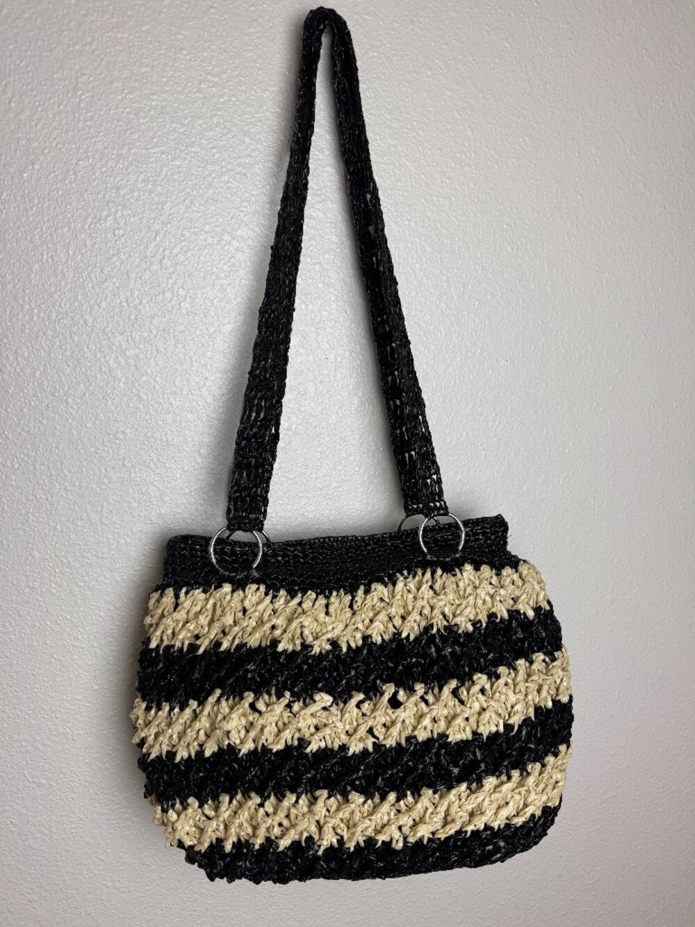 Vintage Retro Medium Tote Shoulder Bag Woven Lightweight